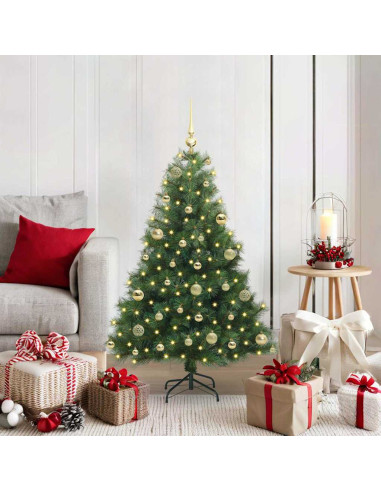 Albero di Natale artificiale con 150 LED Verde 120 cm PE e PVC