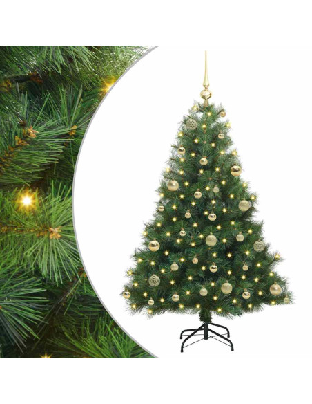 Albero di Natale artificiale con 150 LED Verde 120 cm PE e PVC