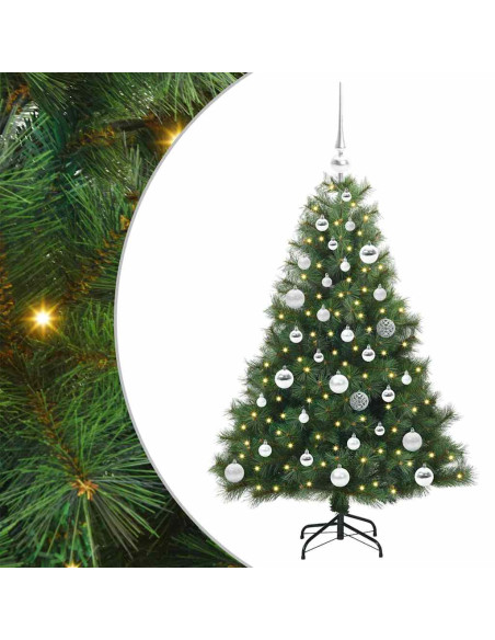 Albero di Natale artificiale con 150 LED Verde 120 cm PE e PVC