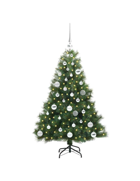 Albero di Natale artificiale con 150 LED Verde 120 cm PE e PVC