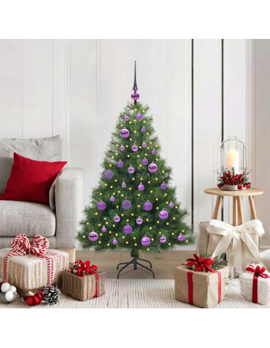 Albero di Natale artificiale con 150 LED Verde 120 cm PE e PVC