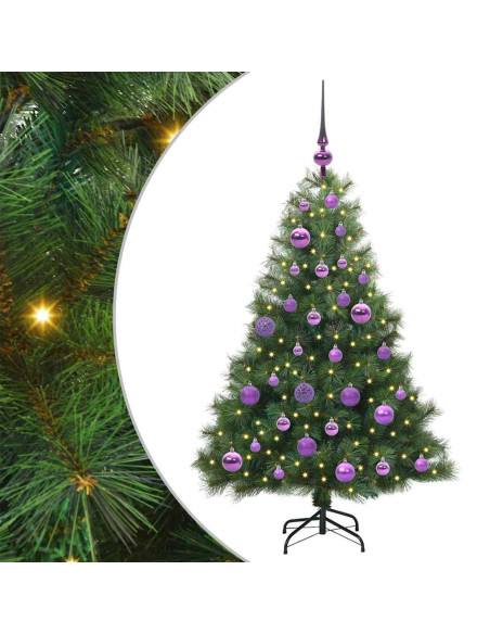 Albero di Natale artificiale con 150 LED Verde 120 cm PE e PVC