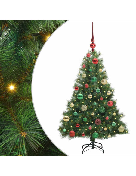 Albero di Natale artificiale con 150 LED Verde 120 cm PE e PVC
