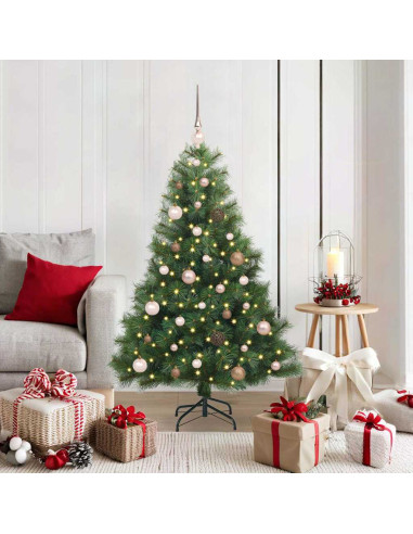 Albero di Natale artificiale con 150 LED Verde 150 cm PE e PVC