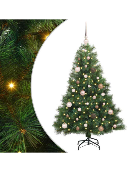 Albero di Natale artificiale con 150 LED Verde 150 cm PE e PVC