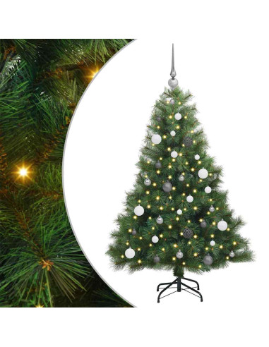 Albero di Natale artificiale con 150 LED Verde 150 cm PE e PVC