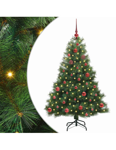 Albero di Natale artificiale con 150 LED Verde 150 cm PE e PVC
