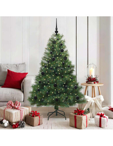 Albero di Natale artificiale con 150 LED Verde 150 cm PE e PVC