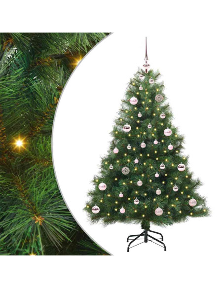 Albero di Natale artificiale con 150 LED Verde 150 cm PE e PVC