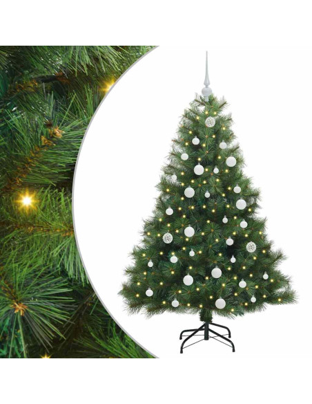 Albero di Natale artificiale con 150 LED Verde 150 cm PE e PVC