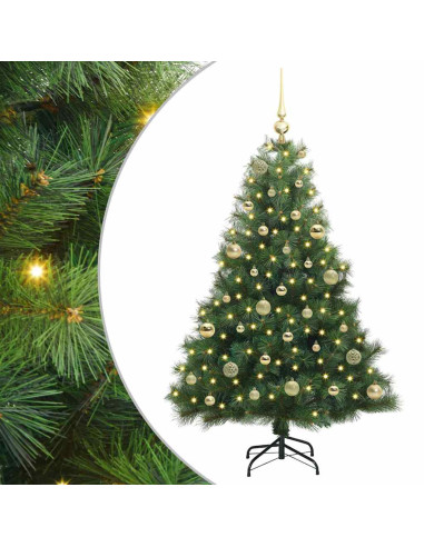 Albero di Natale artificiale con 150 LED Verde 150 cm PE e PVC
