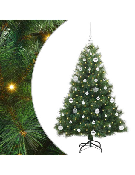 Albero di Natale artificiale con 150 LED Verde 150 cm PE e PVC