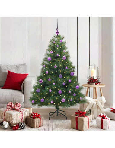 Albero di Natale artificiale con 150 LED Verde 150 cm PE e PVC