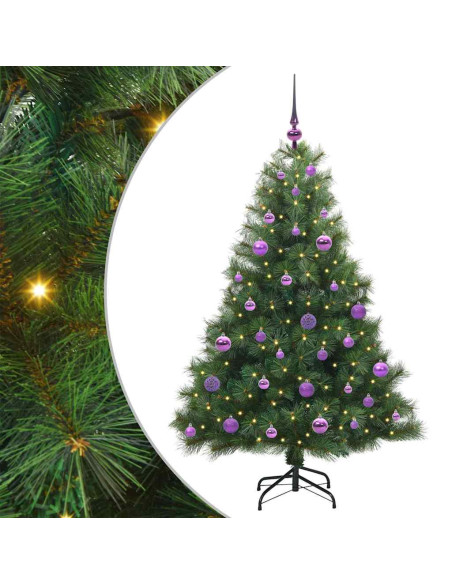 Albero di Natale artificiale con 150 LED Verde 150 cm PE e PVC