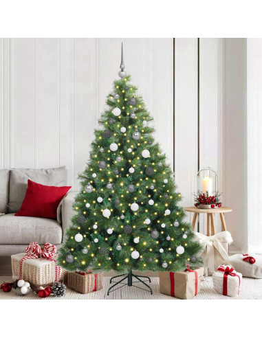 Albero di Natale artificiale con 300 LED Verde 180 cm PE e PVC