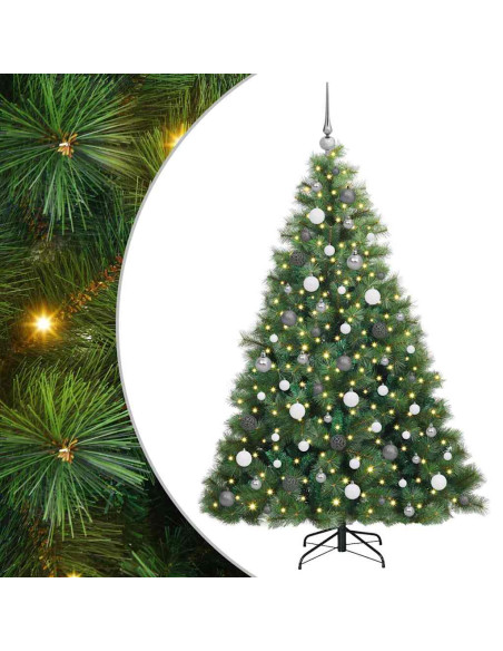Albero di Natale artificiale con 300 LED Verde 180 cm PE e PVC