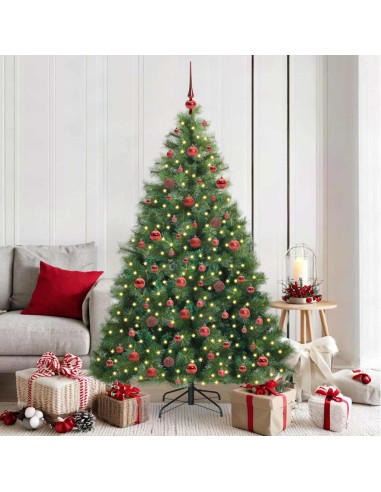 Albero di Natale artificiale con 300 LED Verde 180 cm PE e PVC