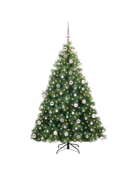 Albero di Natale artificiale con 300 LED Verde 180 cm PE e PVC