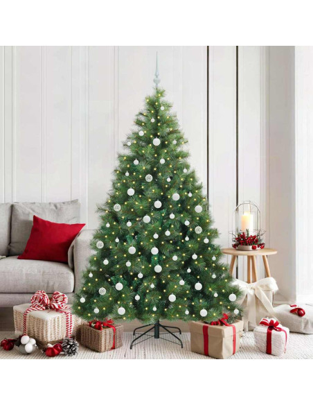 Albero di Natale artificiale con 300 LED Verde 180 cm PE e PVC