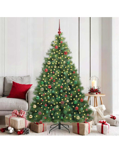Albero di Natale artificiale con 300 LED Verde 180 cm PE e PVC