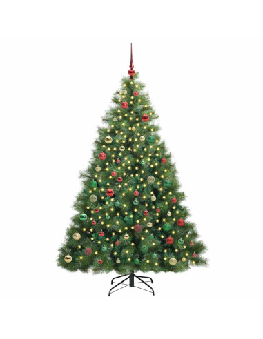 Albero di Natale artificiale con 300 LED Verde 180 cm PE e PVC