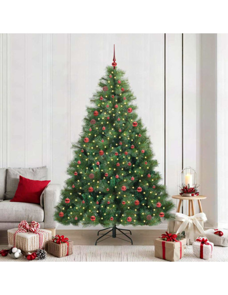 Albero di Natale artificiale con 300 LED Verde 210 cm PE e PVC