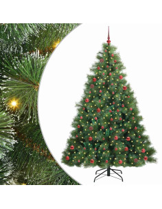 Albero di Natale artificiale con 300 LED Verde 210 cm PE e PVC 2