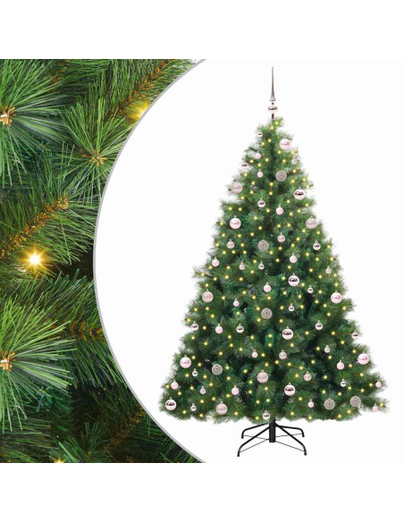 Albero di Natale artificiale con 300 LED Verde 210 cm PE e PVC