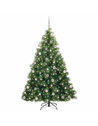Albero di Natale artificiale con 300 LED Verde 210 cm PE e PVC