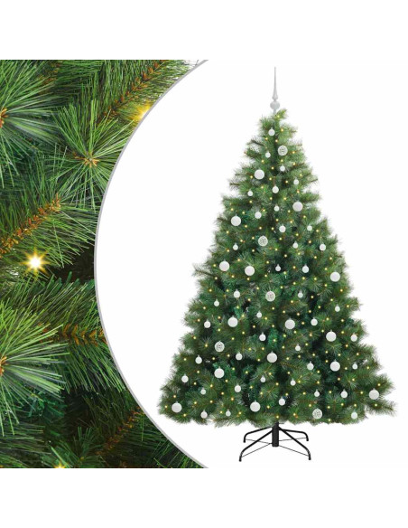 Albero di Natale artificiale con 300 LED Verde 210 cm PE e PVC