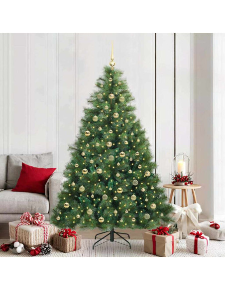 Albero di Natale artificiale con 300 LED Verde 210 cm PE e PVC