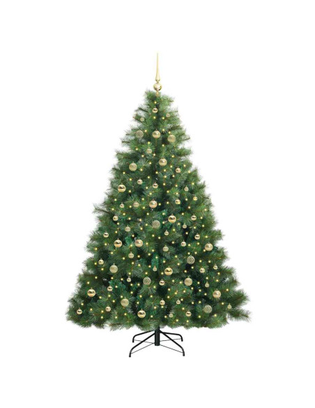 Albero di Natale artificiale con 300 LED Verde 210 cm PE e PVC