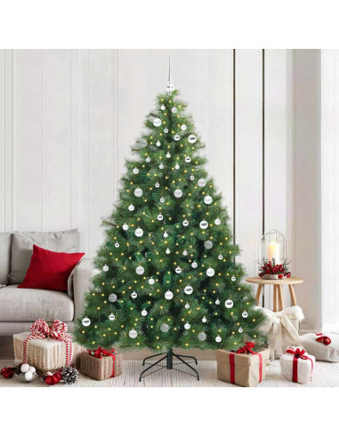 Albero di Natale artificiale con 300 LED Verde 210 cm PE e PVC