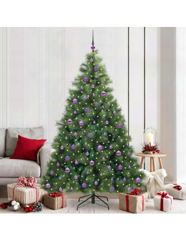 Albero di Natale artificiale con 300 LED Verde 210 cm PE e PVC