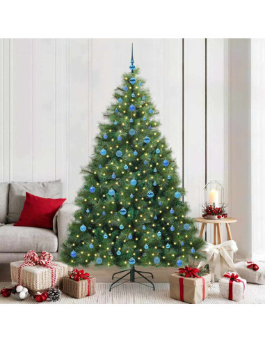 Albero di Natale artificiale con 300 LED Verde 210 cm PE e PVC