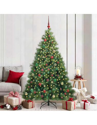 Albero di Natale artificiale con 300 LED Verde 210 cm PE e PVC