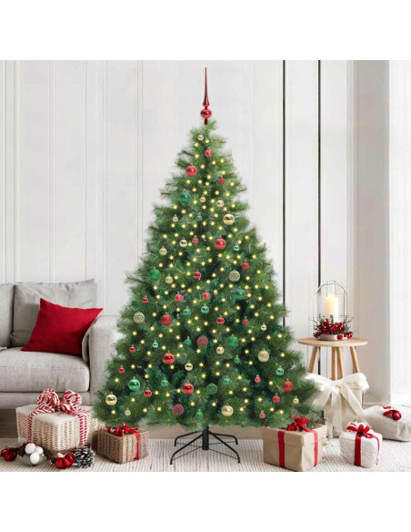 Albero di Natale artificiale con 300 LED Verde 210 cm PE e PVC
