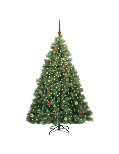 Albero di Natale artificiale con 300 LED Verde 210 cm PE e PVC