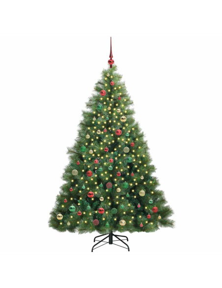 Albero di Natale artificiale con 300 LED Verde 210 cm PE e PVC