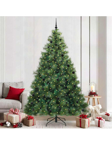 Albero di Natale artificiale con 300 LED Verde 240 cm PE e PVC