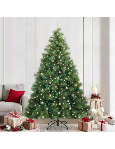 Albero di Natale artificiale con 300 LED Verde 240 cm PE e PVC