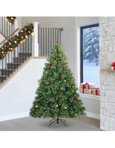 Albero di Natale artificiale con 300 LED Verde 240 cm PE e PVC 2