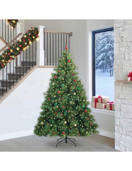 Albero di Natale artificiale con 300 LED Verde 240 cm PE e PVC