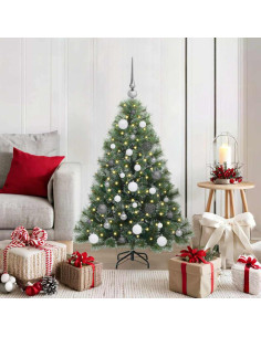 Albero di Natale artificiale con 150 LED Verde 120 cm PE e PVC 2