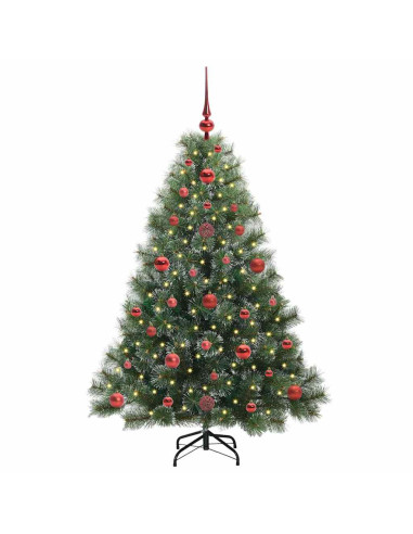 Albero di Natale artificiale con 150 LED Verde 120 cm PE e PVC