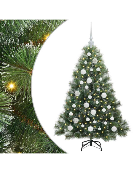 Albero di Natale artificiale con 150 LED Verde 120 cm PE e PVC