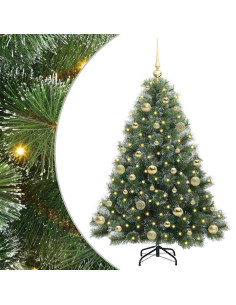 Albero di Natale artificiale con 150 LED Verde 120 cm PE e PVC 2