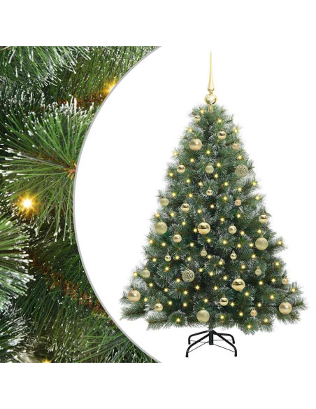 Albero di Natale artificiale con 150 LED Verde 120 cm PE e PVC