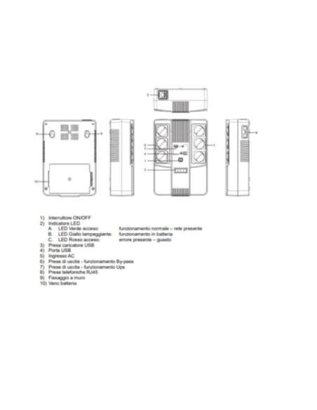 MULTIPRESA 800VA 480W 6 SHUKO USB