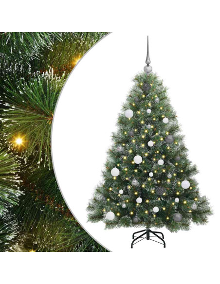 Albero di Natale artificiale con 150 LED Verde 150 cm PE e PVC